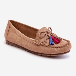 PS1 Mocasines De Ante Lazo Y Borlas Dorine Beige Oscuro 2
