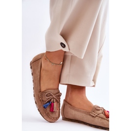 PS1 Mocasines De Ante Lazo Y Borlas Dorine Beige Oscuro 6