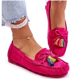 PS1 Mocasín Ante Lazo Y Flecos Dorine Fucsia rosado 12