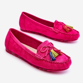 PS1 Mocasín Ante Lazo Y Flecos Dorine Fucsia rosado 4