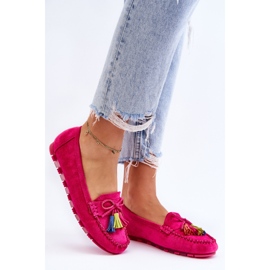 PS1 Mocasín Ante Lazo Y Flecos Dorine Fucsia rosado 5