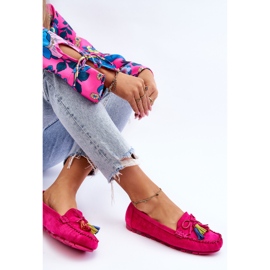 PS1 Mocasín Ante Lazo Y Flecos Dorine Fucsia rosado 10
