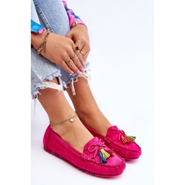 PS1 Mocasín Ante Lazo Y Flecos Dorine Fucsia rosado 11