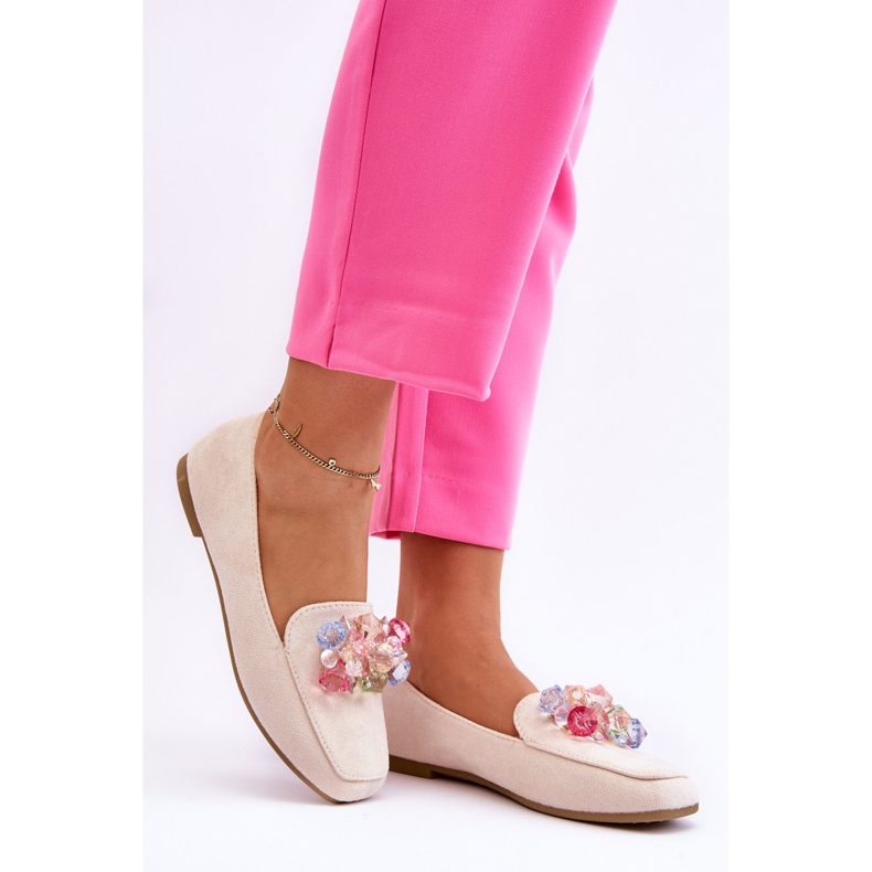PS1 Mocasines de ante con cristales decorativos beige Arvilla 1