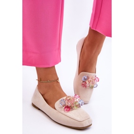 PS1 Mocasines de ante con cristales decorativos beige Arvilla 3