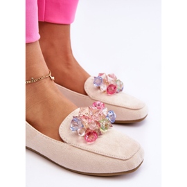 PS1 Mocasines de ante con cristales decorativos beige Arvilla 4