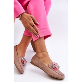 PS1 Mocasines De Ante Con Cristales Decorativos Arvilla Beige Oscuro 3