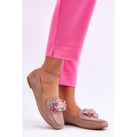PS1 Mocasines De Ante Con Cristales Decorativos Arvilla Beige Oscuro 5