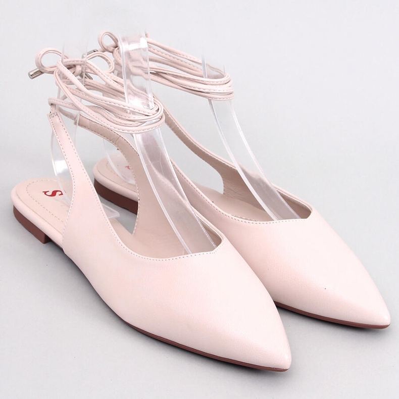 Jody Beige bailarinas talón abierto con cordones 1