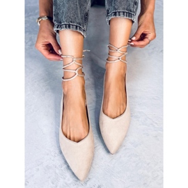 Pirson Beige bailarinas con cordones y tacón abierto 4
