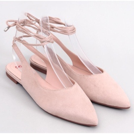 Pirson Beige bailarinas con cordones y tacón abierto 1