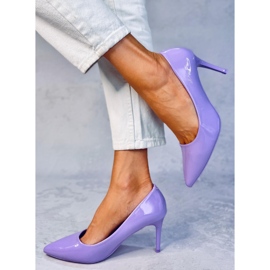 Zapatos de tacón de aguja lacados en violeta Charlotte 5