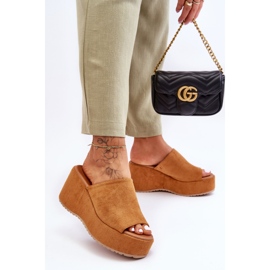 Camel Martina - Pantuflas gruesas con plataforma para mujer marrón 2 Camel Martina - Pantuflas gruesas con plataforma para mujer marrón 2