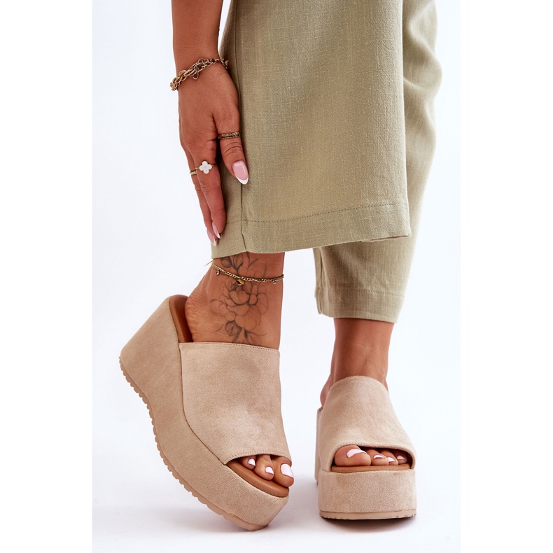 Pantuflas Mujer Plataforma Liso Beige Martina 1