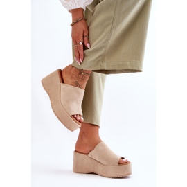 Pantuflas Mujer Plataforma Liso Beige Martina 3