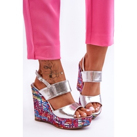 Sandalias Mujer Calderia Cuña Plata 1