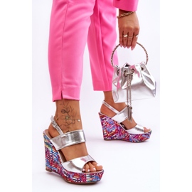 Sandalias Mujer Calderia Cuña Plata 5