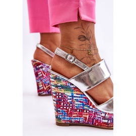 Sandalias Mujer Calderia Cuña Plata 2