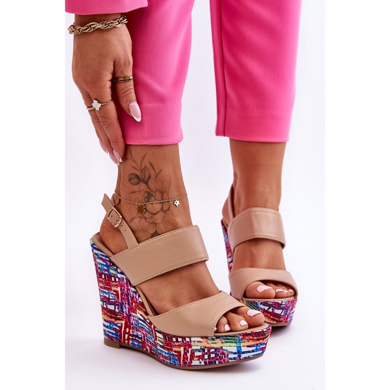 Sandalias Mujer Calderia Cuña Beige 1