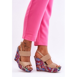 Sandalias Mujer Calderia Cuña Beige 6
