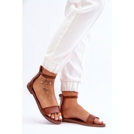 Sandalias con cremallera plana de cuero marrón Millou 3