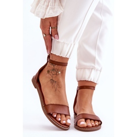 Sandalias con cremallera plana de cuero marrón Millou 4