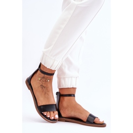 Sandalias con cremallera plana de cuero negro Millou 5