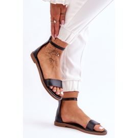 Sandalias con cremallera plana de cuero negro Millou 2