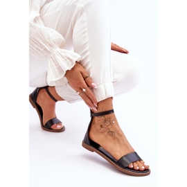 Sandalias con cremallera plana de cuero negro Millou 4