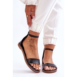 Sandalias con cremallera plana de cuero negro Millou 6