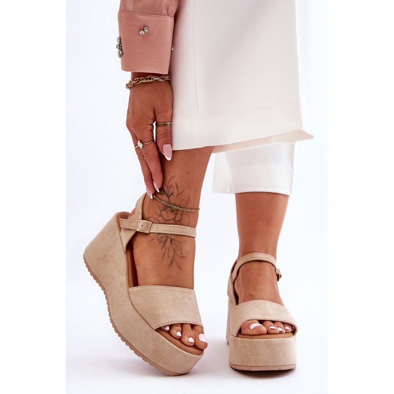 Sandalias Mujer Cuña Ante Beige Lydia 1