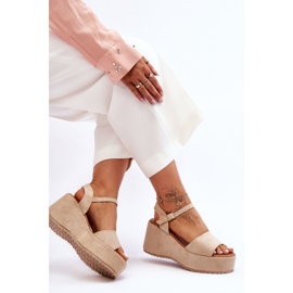 Sandalias Mujer Cuña Ante Beige Lydia 4