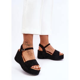 Sandalias Mujer Cuña Ante Negro Lydia 1