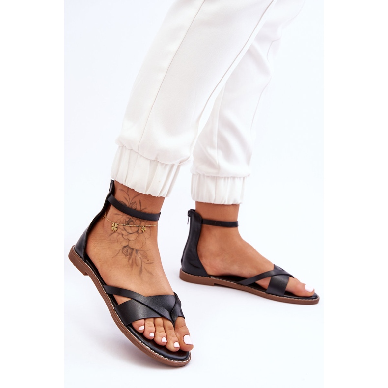 Chanclas planas con cremallera para mujer Negro Rise Up! 1