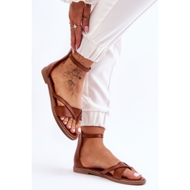 Sandalias Planas Mujer Cremallera Marrón Rise Up! 3