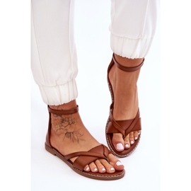 Sandalias Planas Mujer Cremallera Marrón Rise Up! 2