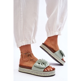 Pantuflas Mujer Ante Lazo Verde Lauria 1