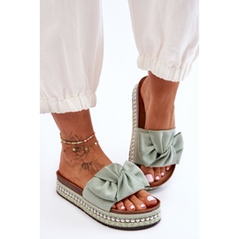 Pantuflas Mujer Ante Lazo Verde Lauria 2