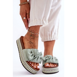 Pantuflas Mujer Ante Lazo Verde Lauria 5