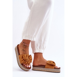 Pantuflas Mujer Ante Lazo Lauria Camel marrón 5