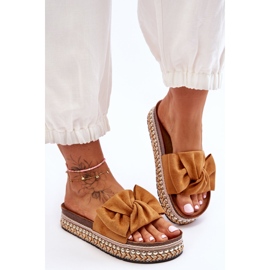Pantuflas Mujer Ante Lazo Lauria Camel marrón 2 Pantuflas Mujer Ante Lazo Lauria Camel marrón 2