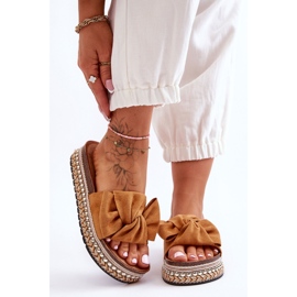 Pantuflas Mujer Ante Lazo Lauria Camel marrón 6