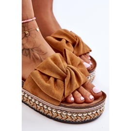 Pantuflas Mujer Ante Lazo Lauria Camel marrón 4