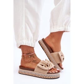 Pantuflas Mujer Ante Lazo Beige Lauria 2 Pantuflas Mujer Ante Lazo Beige Lauria 2