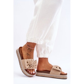 Pantuflas Mujer Ante Lazo Beige Lauria 5