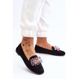 PS1 Mocasines negros de ante Arvilla con cristales ornamentados 2