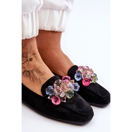 PS1 Mocasines negros de ante Arvilla con cristales ornamentados 5