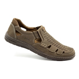 Joker Zapatos de verano para hombre en piel, slip-on 500J oliva verde 2