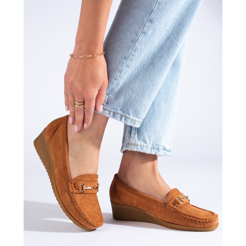 Mocasines cuña mujer ante Shelovet marrón 1 Mocasines cuña mujer ante Shelovet marrón 1