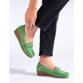 Mocasines cuña mujer ante Shelovet verde 2